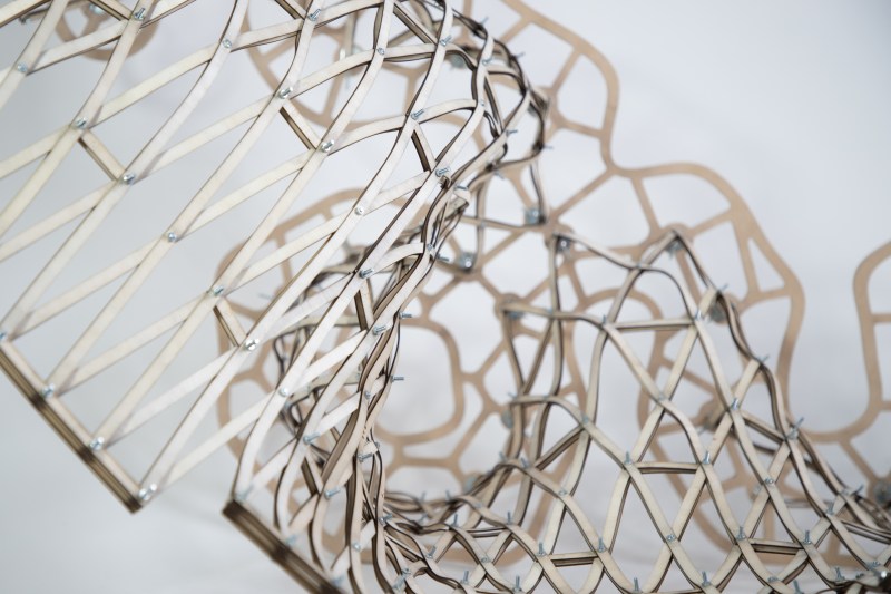A physical timber gridshell model exploring form finding, DS10 student research